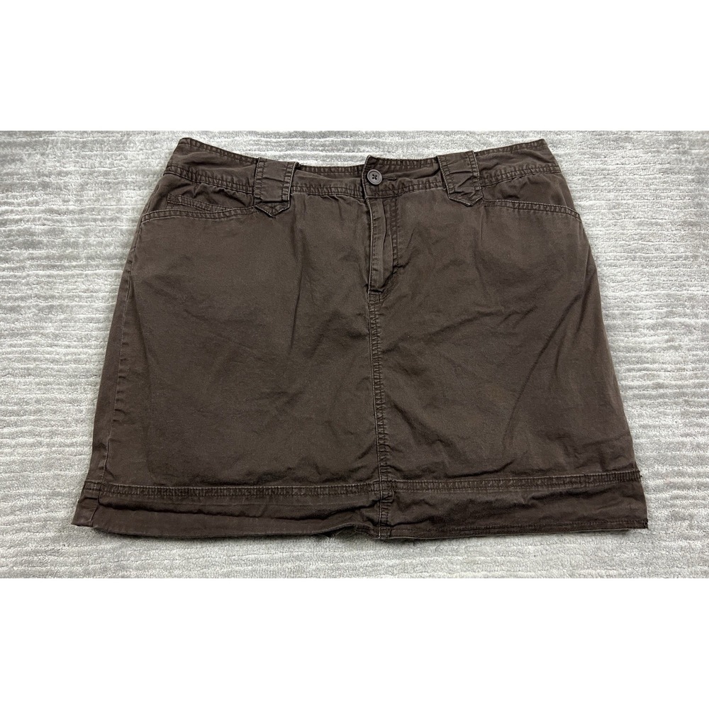 St Johns Bay Skirt Womens 14 Brown Stretch Short Cotton Blend